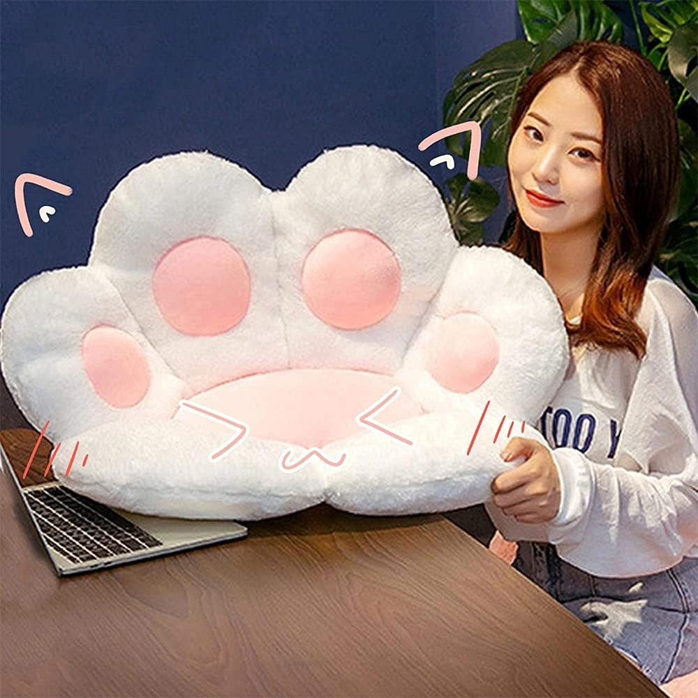 Perna Decorativa, Flippy, Model Laba de Pisica, din Plus, pentru Scaun/Canapea/Podea, 80 x 70 cm, Alb