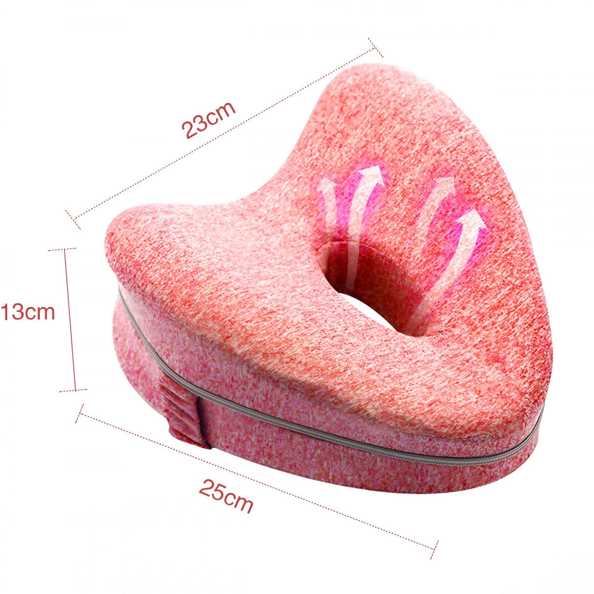 Perna Ortopedica pentru Picioare, Vivimall, Multifunctionala, Confortabilă, in Forma de Inima, Spuma cu Memorie, Curea Anti-cadere, 25x23x13 cm, Roz - vivimall.ro