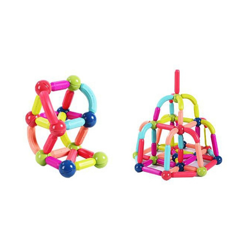 Piese Magnetice pentru Copii, Flippy, Set din 64 de Piese de diferite Culori, Constructor Magnetic cu Posibilitatea de a Construii forme Nelimitate, Multicolor - vivimall.ro