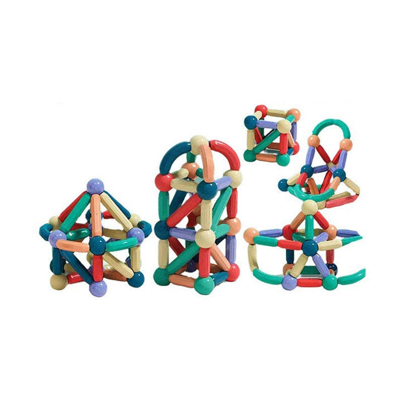 Set piese magnetice Flippy 88 piese multicolor, constructor magnetic 2D și 3D, vedere de ansamblu