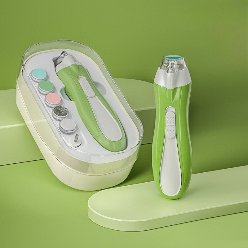 Pila Electrica, Vivimall, pentru Copii si Bebelusi, din ABS, 6 Accesorii, cu Lumina LED, 9.5 x 6 x 17 cm, Verde