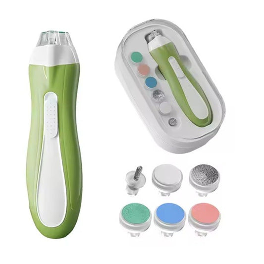 Pila Electrica, Flippy, pentru Copii si Bebelusi, din ABS, 6 Accesorii, cu Lumina LED, 9.5 x 6 x 17 cm, Verde