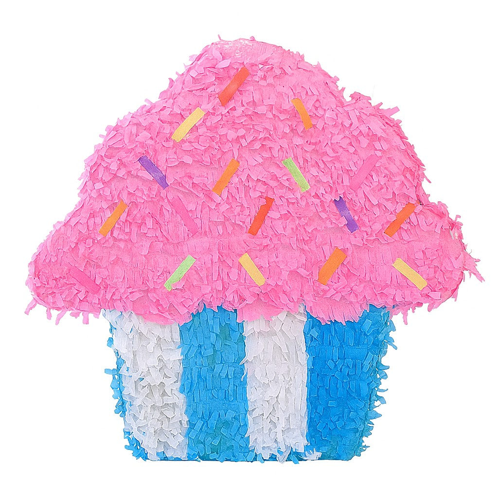 Pinata Briosa CupCake pentru Petrecere, Flippy, din Hartie Creponata si Carton, Pinata pentru Petreceri, 45 x 35 x 10 cm, Roz - vivimall.ro