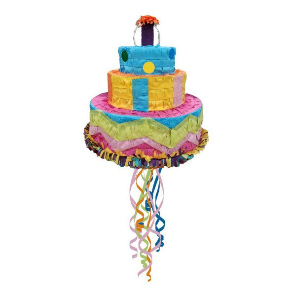 Pinata Tort Aniversar / Birthday Cake pentru Petrecere, Flippy, din Hartie si Carton, Pinata pentru Petreceri, 32 x 28 x 28 cm, Multicolor - vivimall.ro