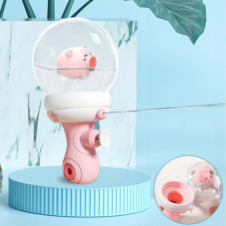 Pistol cu Apa pentru Copii, Vivimall, Multifunctional, Capacitate 300 mL, Model Purcelus, 9x9x17cm, Plastic, Roz - vivimall.ro