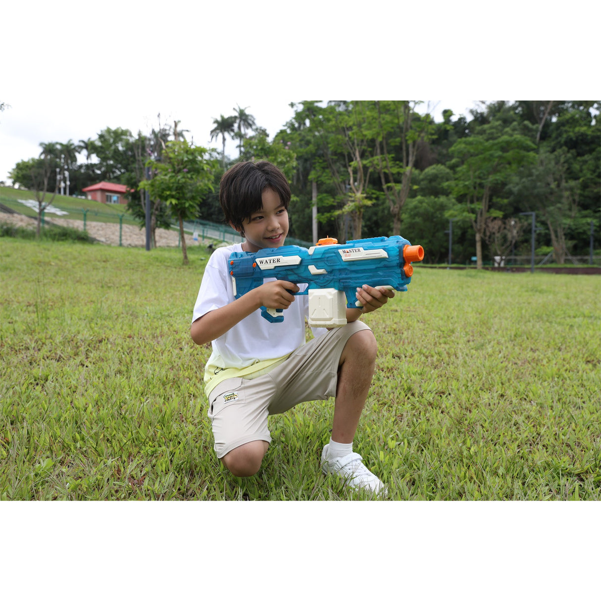 Pistol cu Apa Electric, Vivimall, +6 Ani, Rezervor 650 ml, Incarcare USB, din Plastic, 59 x 23 x 6 cm, Albastru - vivimall.ro