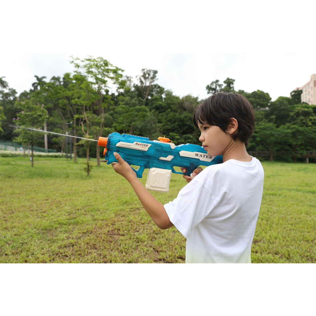 Pistol cu Apa Electric, Vivimall, +6 Ani, Rezervor 650 ml, Incarcare USB, din Plastic, 59 x 23 x 6 cm, Albastru - vivimall.ro