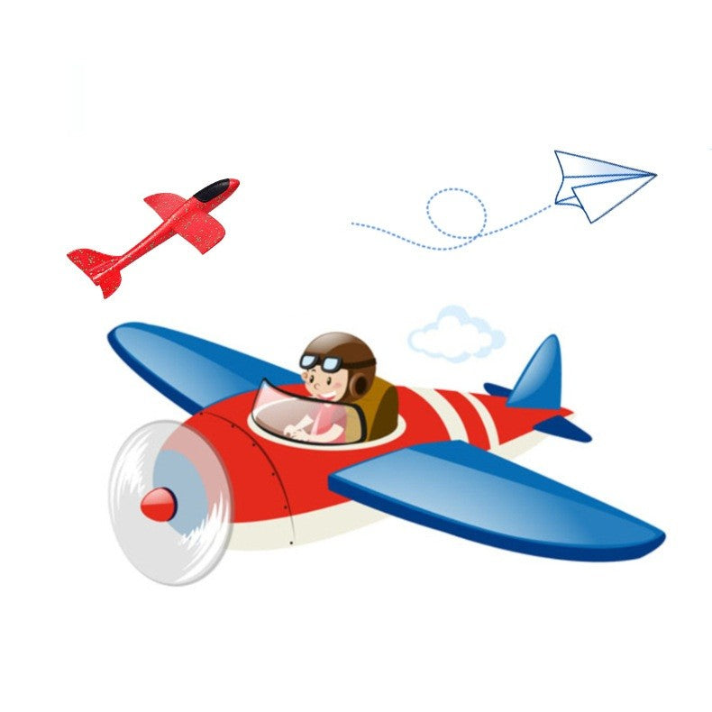 Pistol cu Lansator de Avion, Vivimall, din Polistiren+Plastic, +3 Ani, Avion 24 cm, Lansare 10 m, cu Lumini, Albastru/Rosu