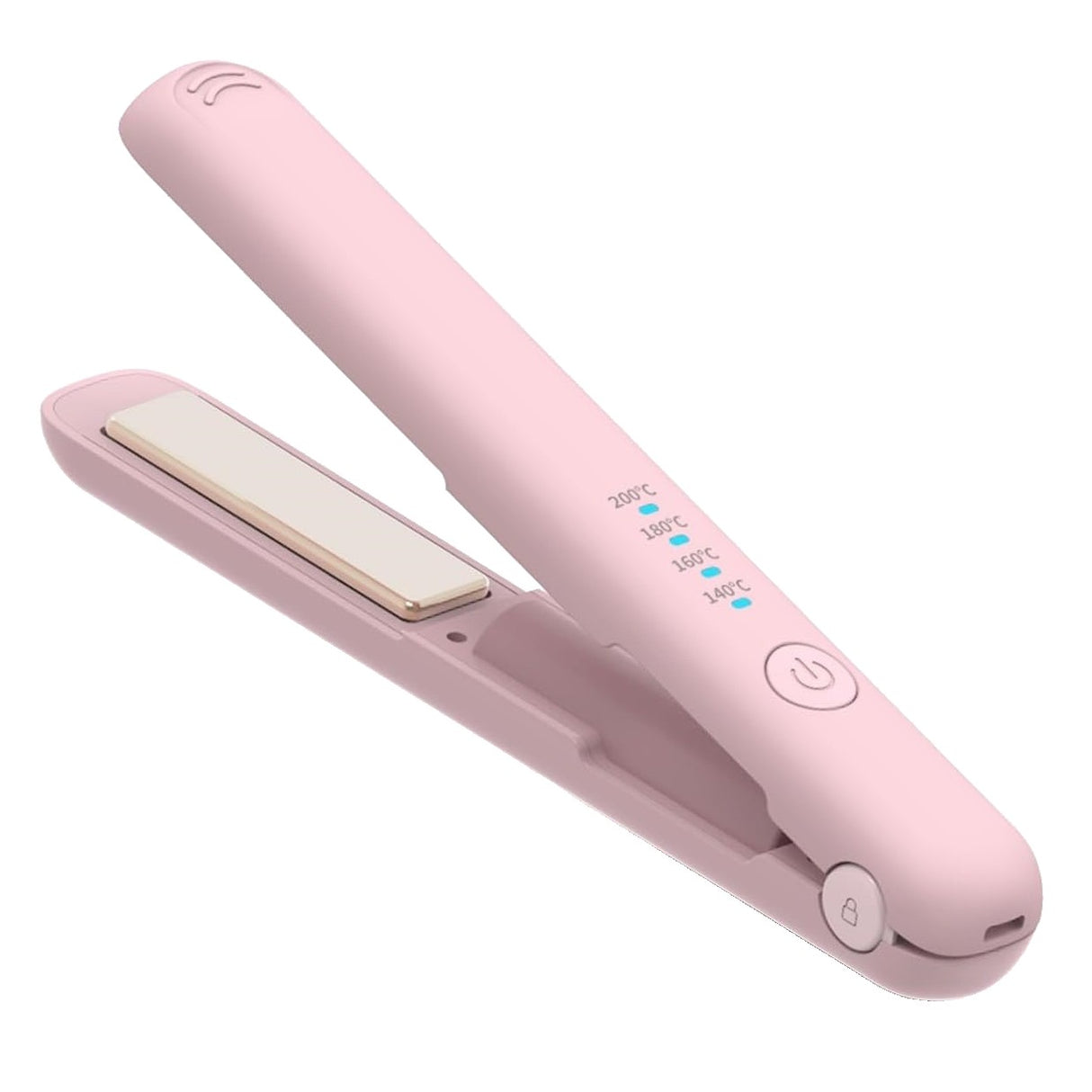 Placă de păr fără fir Vivimall, culoare roz, vedere frontală, baterie 3000 mAh și plăci ceramice