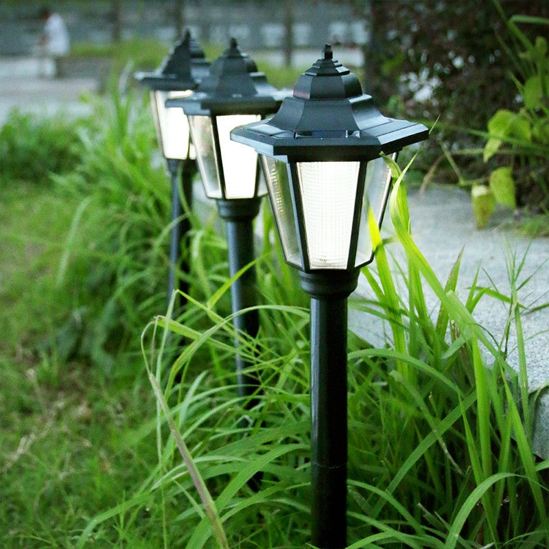 Lampa solara hexagonala de gradina Vivimall, Alb Rece