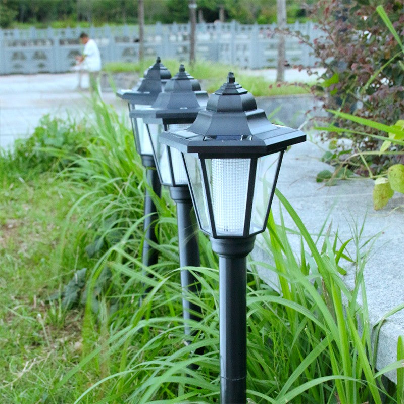 Lampa solara hexagonala de gradina Vivimall, Alb Rece