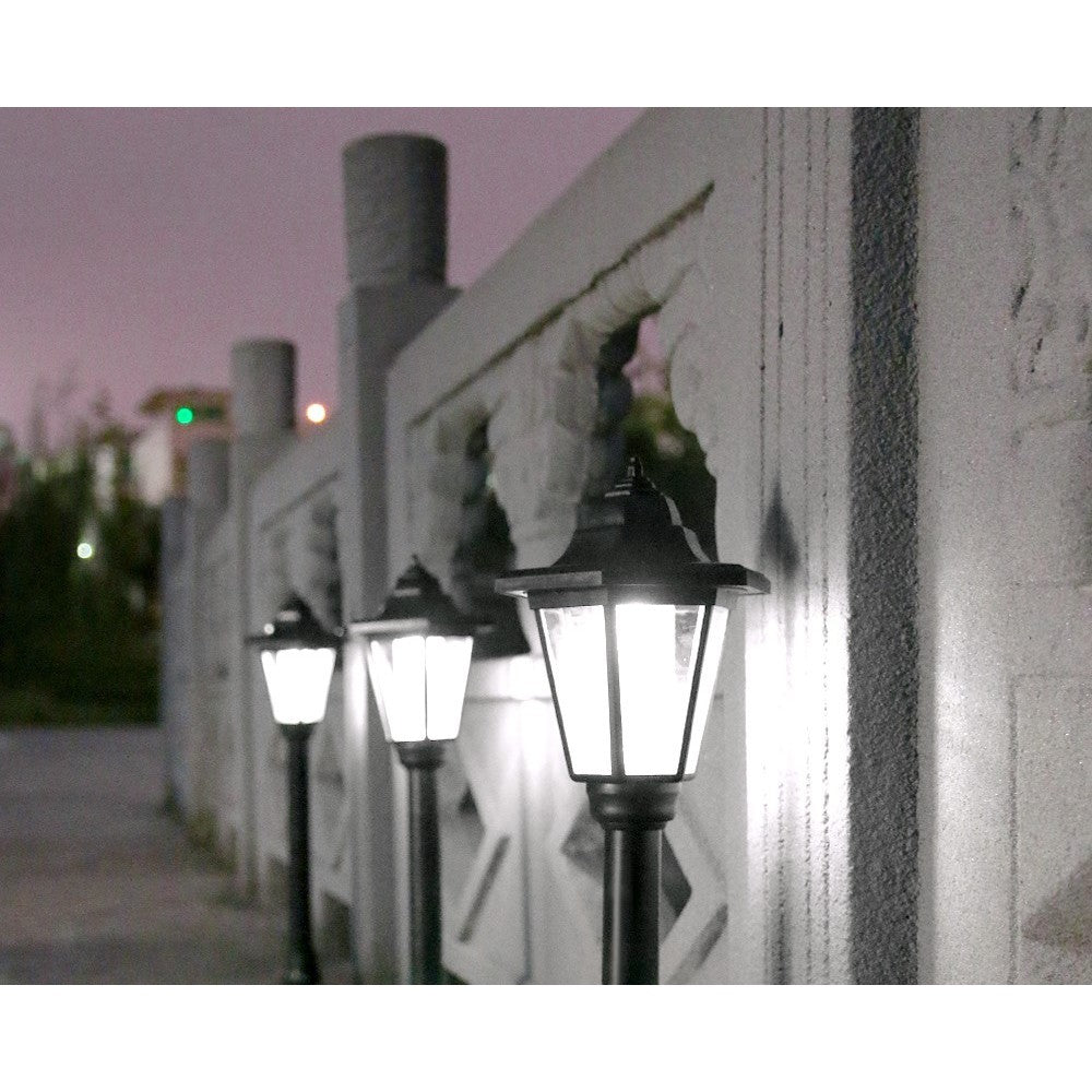 Lampa solara hexagonala de gradina Vivimall, Alb Rece