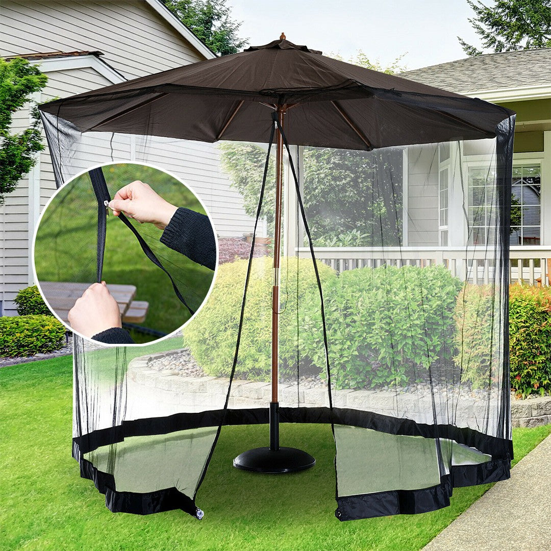 Plasa anti-tantari si insecte Vivimall, pentru umbrela de soare, inaltime 2.4 m, diametru 3.8 metri, circumferinta negru - vivimall.ro