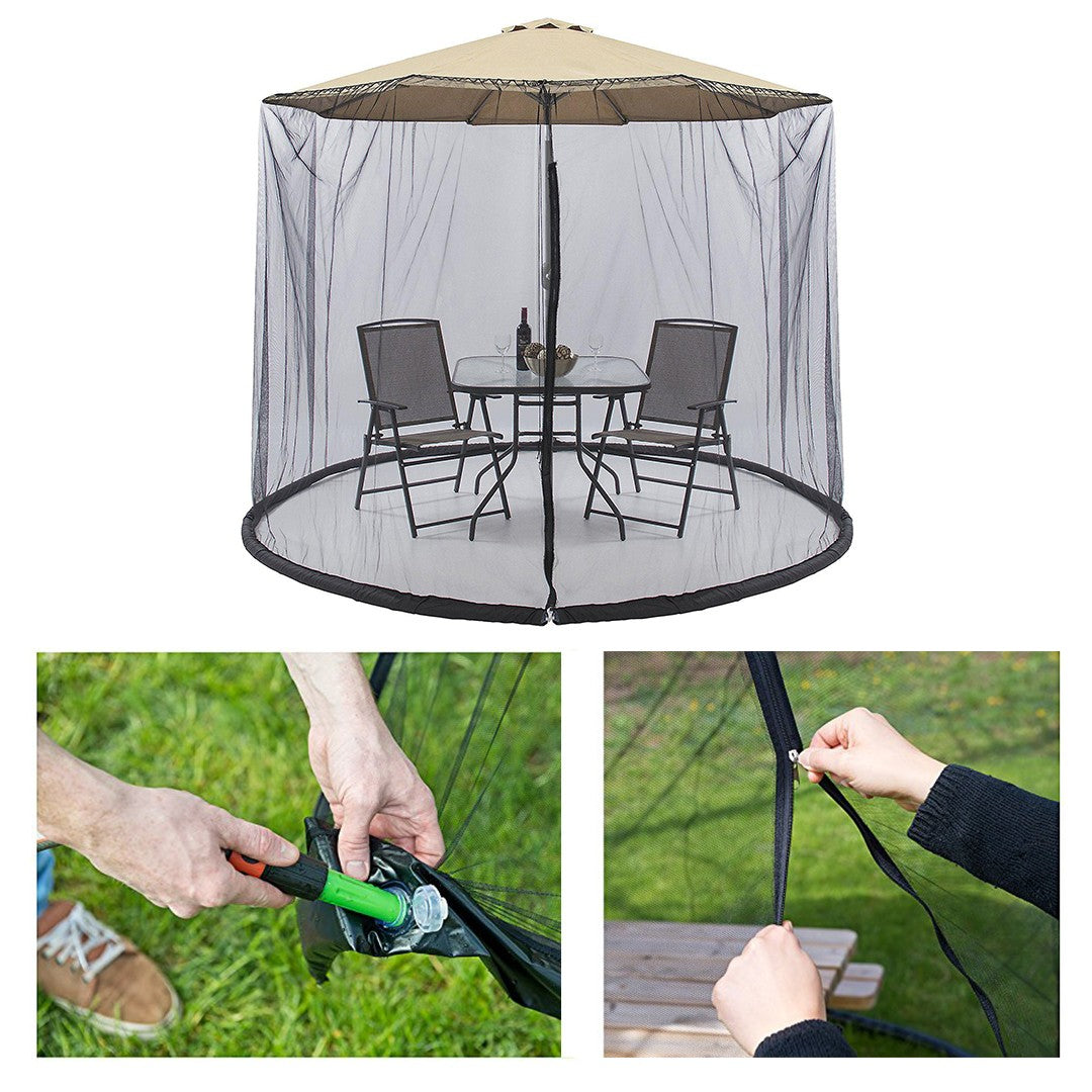 Plasa anti-tantari si insecte Vivimall, pentru umbrela de soare, inaltime 2.4 m, diametru 3.8 metri, circumferinta negru - vivimall.ro