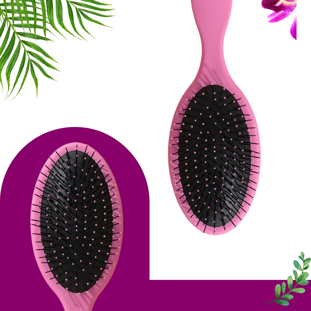 Pieptene cu Perna de Aer pentru Par, Flippy, Plastic ABS+Nylon, 22x7 cm, Roz