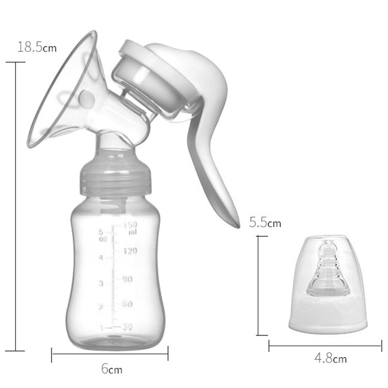 Pompa de San Manuala Multifunctionala, Flippy, Portabila, cu Tetina pentru Biberon, Anti-Scurgere, Anti-Reflux, 18.5x6 cm, 150 mL, Silicon, Recipient Transparent, Alb