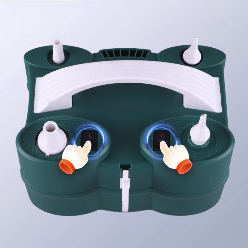 Pompa Electrica de Umflat Baloane, Flippy, cu Doua Iesiri, Accesorii Incluse, 220V, Putere 600W, Accesorii petrecere, Verde