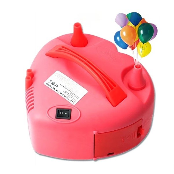 Pompa Electrica Pentru Umflat Baloane, 600 W, in Forma de Inima, Doua Capete de Umflat, din Plastic, Rosu