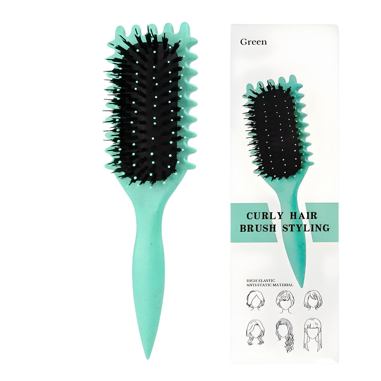 Perie Profesionala pentru Definirea Buclelor,Flippy, pentru Par Cret, Multifunctională, Verde