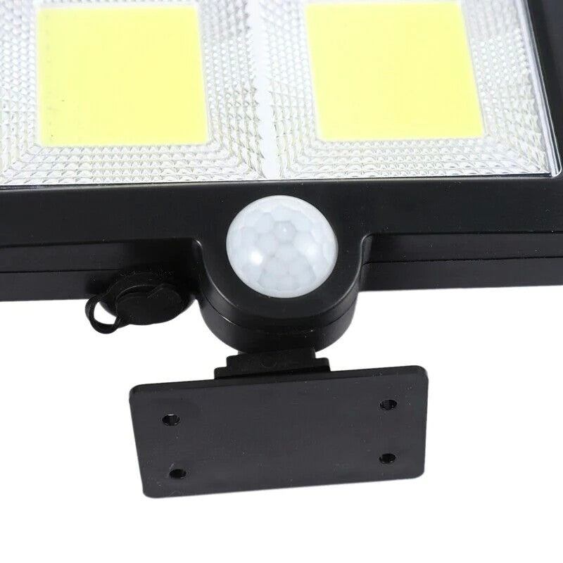 Lampa solara Vivimall cu senzor de miscare, 108 COB LED, 2 grile, ip65, negru