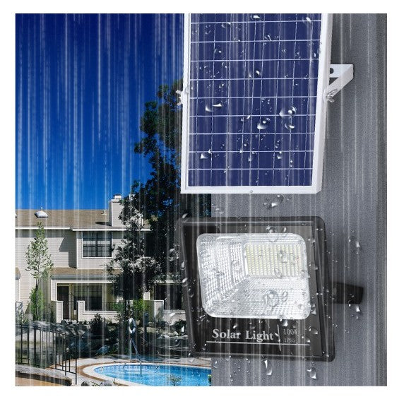 Proiector LED SMD 300W cu incarcare solara Flippy, panou solar, cu telecomanda, suport prindere, material ABS, 14AH, 1032 LED-uri, 5 m cablu inclus, 1019Lm, 36x32 cm, negru