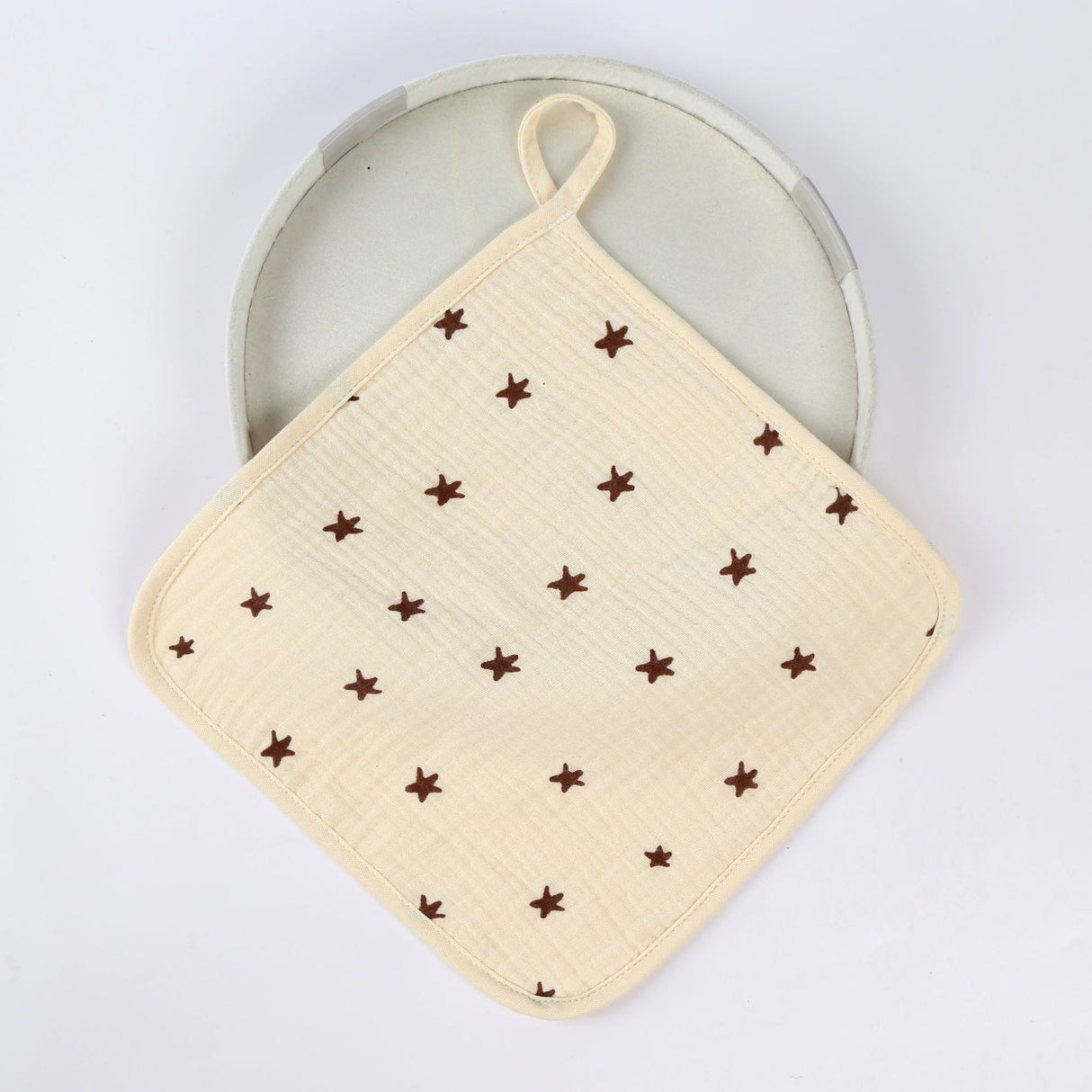 Prosop Absorbant, Flippy, din Bumbac, 25 x 25 cm, Model Stelute, cu Agatatoare, Bej