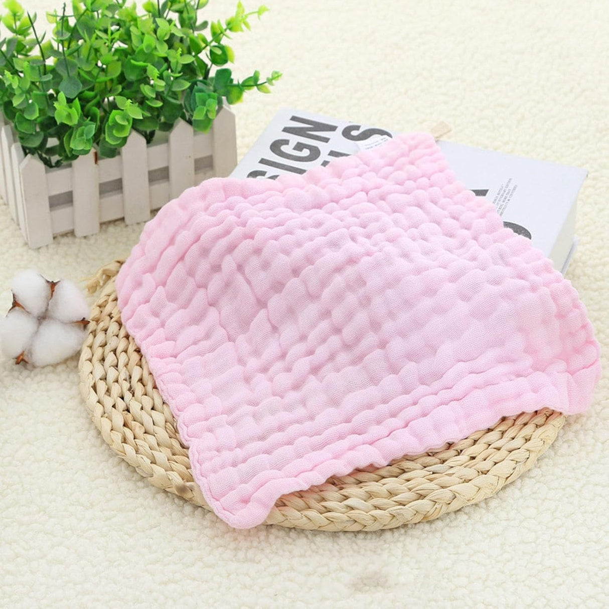 Prosop Absorbant, Flippy, din Bumbac, 6 Straturi, 30 x 30 cm, Roz