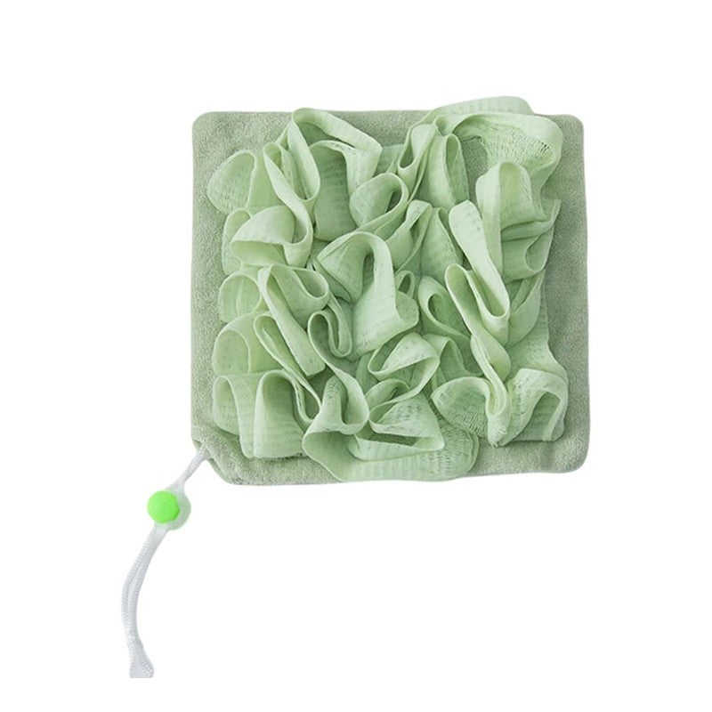 Prosop de Baie, Vivimall, 2in1, cu Burete din Plasa, 17 x 17 cm, Verde - vivimall.ro