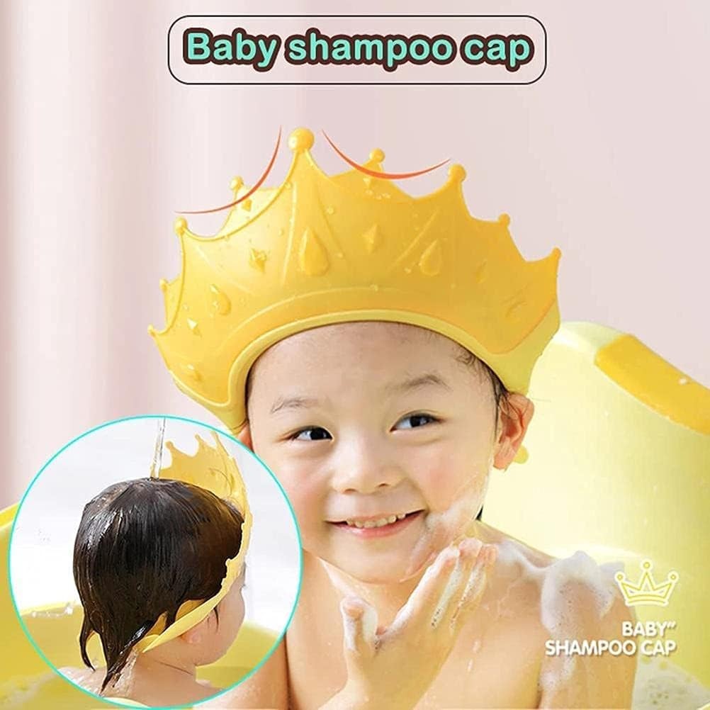 Viziera de Protectie Baie Pentru Copii, Fippy, Model Coroana, Dimensiune ajustabila, Durabil, Usor de curatat, Impotriva Samponului, pentru Ochi si Urechi, TPE+PP, Galbena - vivimall.ro