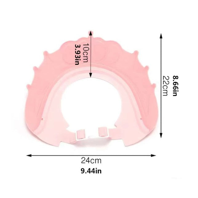 Viziera de Protectie Baie Pentru Copii, Fippy, Model Coronita, Dimensiune ajustabila, Durabil, Usor de curatat, Impotriva Samponului, pentru Ochi si Urechi, TPE+PP, 24x22 cm, Roz - vivimall.ro