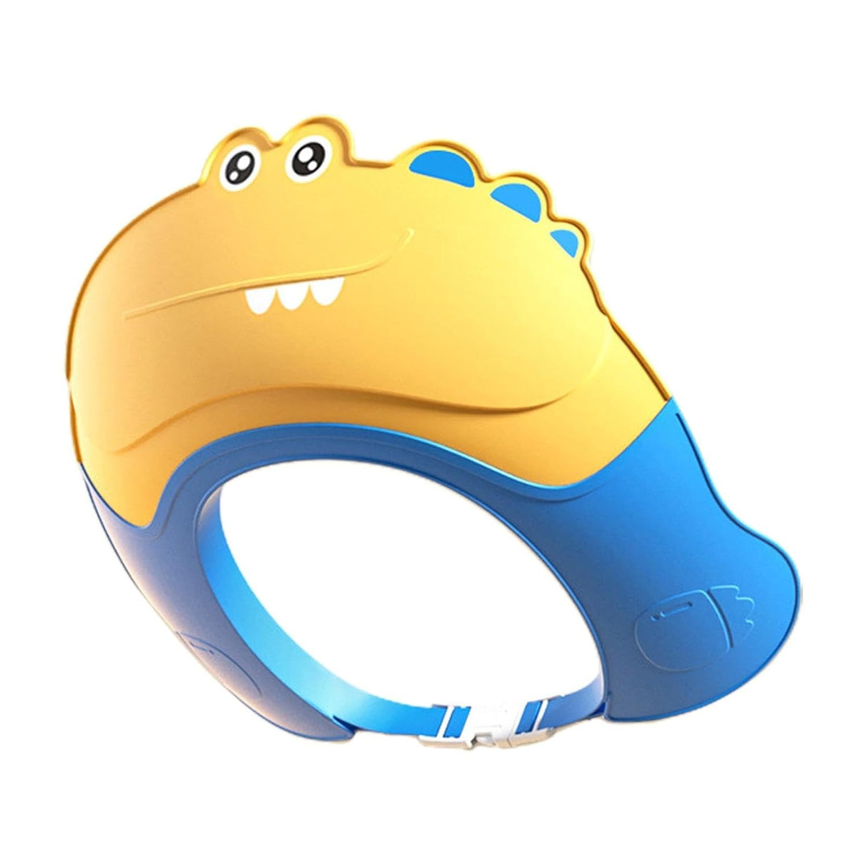 Casca de Dus, Vivimall, Previne Scurgerea Apei si Samponului pe Fata, 0-12 Ani, Ajustabila, din TPE+PP, 20 x 23 cm, Model Crocodil, Galben/Albastru - vivimall.ro
