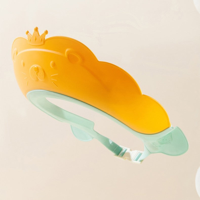 Viziera de Protectie Baie Pentru Copii, Fippy, Model Coronita Leu, Dimensiune ajustabila, Durabil, Usor de curatat, Impotriva Samponului, pentru Ochi si Urechi, TPE+PP, 21x20.5 cm, Portocaliu - vivimall.ro