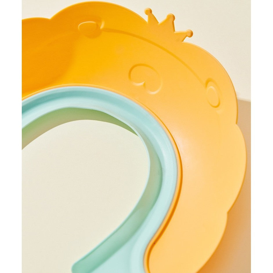 Viziera de Protectie Baie Pentru Copii, Fippy, Model Coronita Leu, Dimensiune ajustabila, Durabil, Usor de curatat, Impotriva Samponului, pentru Ochi si Urechi, TPE+PP, 21x20.5 cm, Portocaliu - vivimall.ro