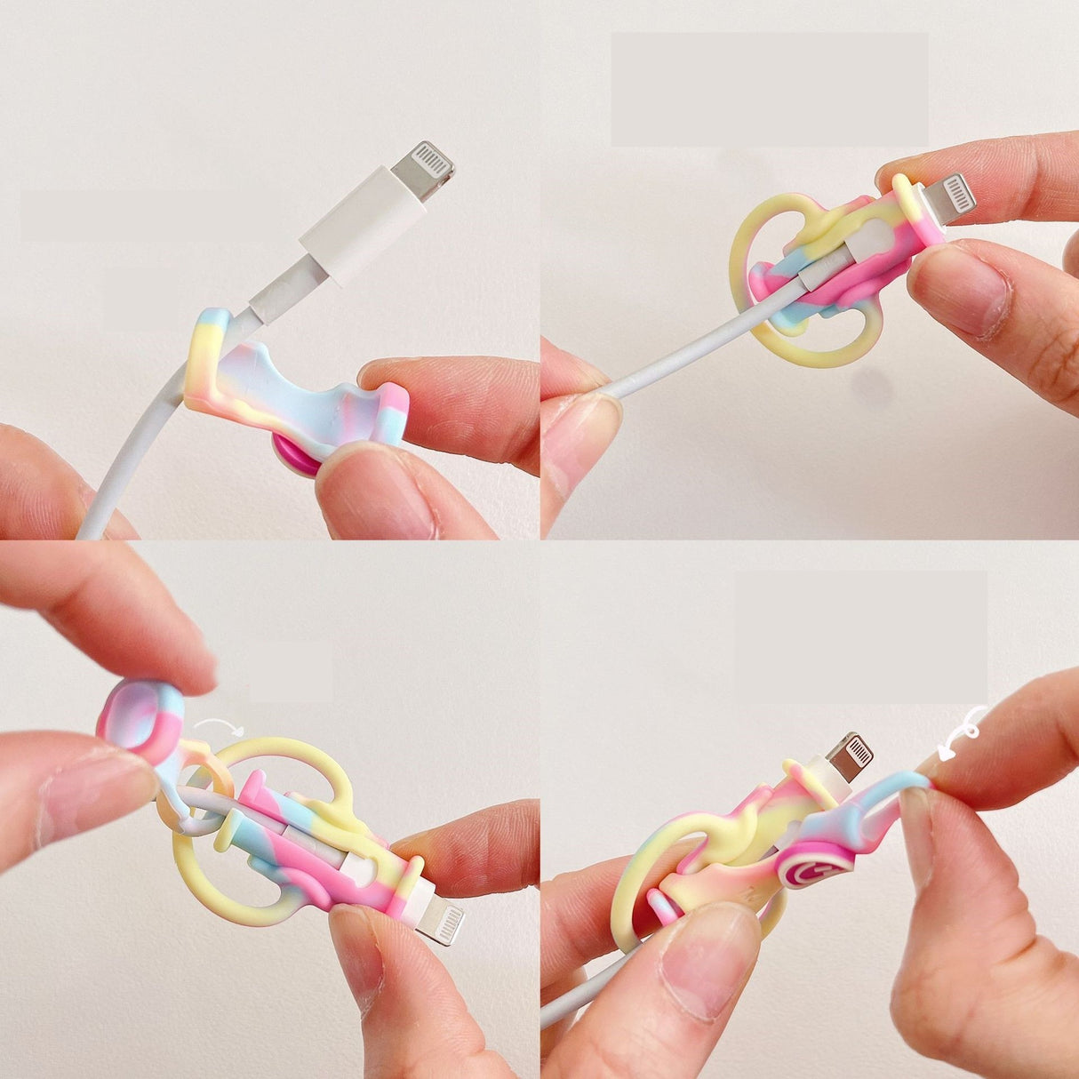 Protectie cablu USB, din silicon, model 1, multicolor - vivimall.ro