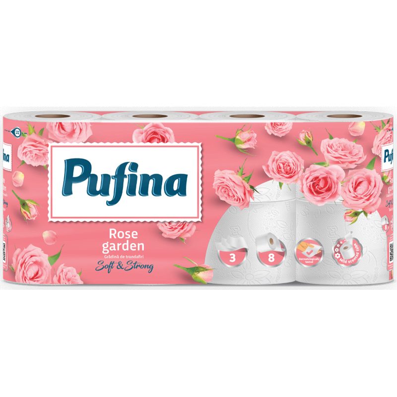 Pufina Hartie Igienica 8ROLE 3STRATURI Roses