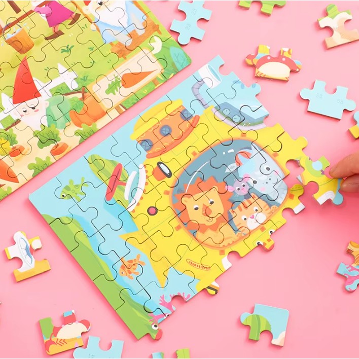 Puzzle 60 De Piese Din Lemn In Cutie Metalica, Model Submarin, Educativ, Dezvoltare Abilitati Cognitive, Pentru Prescolari, 22.5X13.5 Cm, Multicolor - vivimall.ro