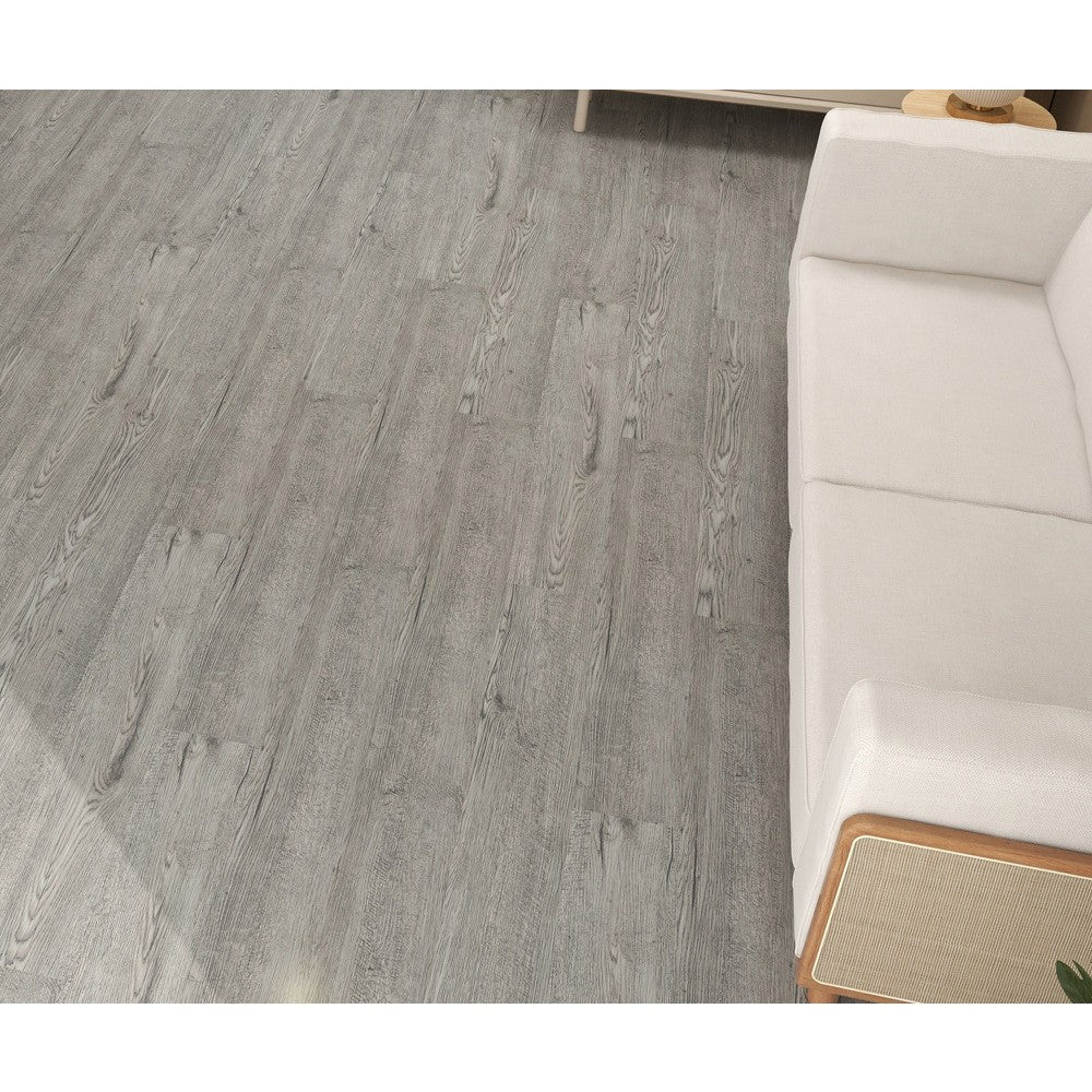 Set 36 Placi Autoadezive pentru Pardoseala, Flippy, din PVC, Impermeabil, Ignifug, Usor de Curatat, Dimensiune Placa 91.44 x 15.24 cm, Grosime 1.5 mm, Acoperire 5 m2, Model 3, Gri - vivimall.ro