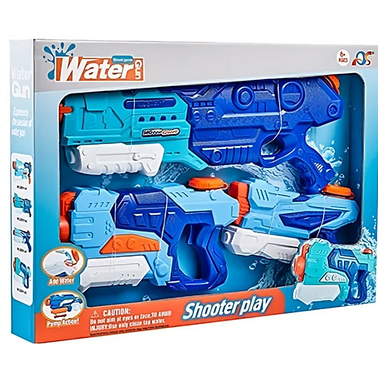 Set 3x Pistol cu Apa pentru Copii, Vivimall, 6ani+, Albastru, 1x 1500 ML + 1x 500 ML + 1x 300 ML - vivimall.ro