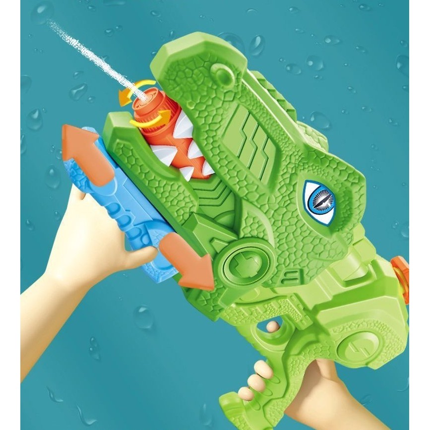 Set 2x Pistol cu Apa pentru Copii, Rezervor, Pentru Piscina/Plaja, Vivimall, 6ani+, Tiranozaur, Roz + Verde,660 ML - vivimall.ro