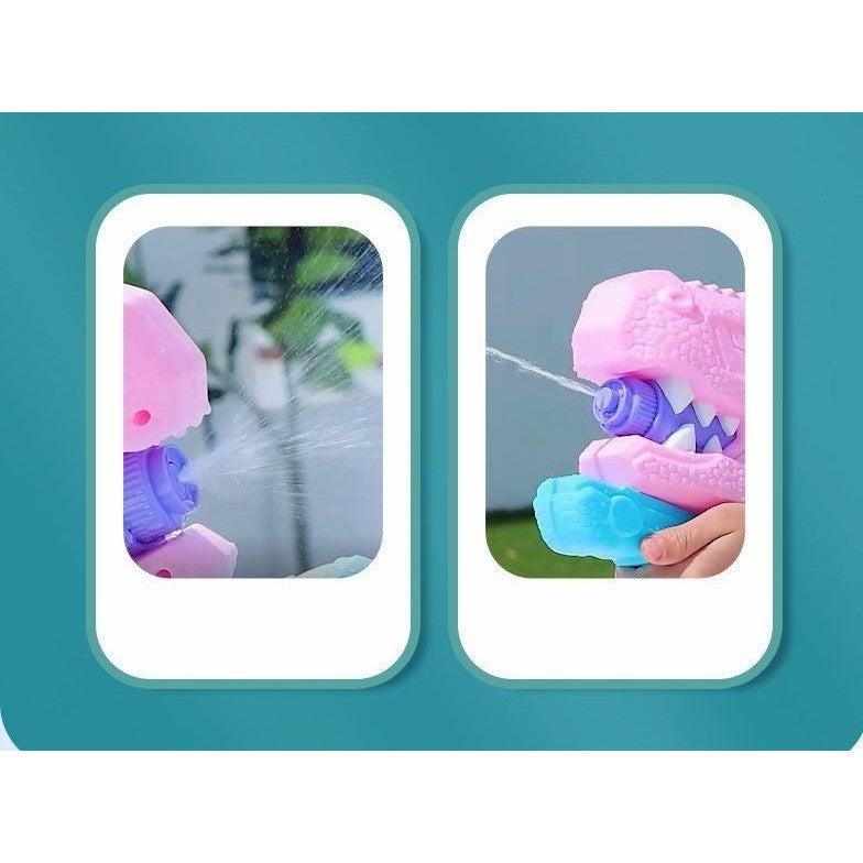 Set 2x Pistol cu Apa pentru Copii, Rezervor, Pentru Piscina/Plaja, Vivimall, 6ani+, Tiranozaur, Roz + Verde,660 ML - vivimall.ro