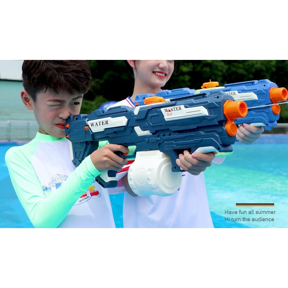Pistol cu Apa pentru Copii, Rezervor 600ml, Vivimall, 14ani+, cu baterie 1500mAh, Electric Burst, Albastru/Alb, 1000ML - vivimall.ro