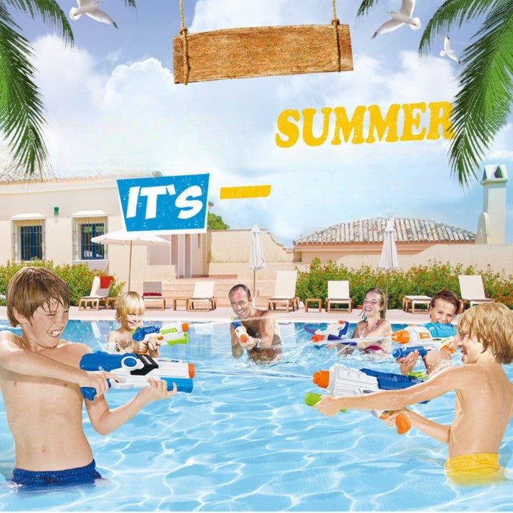 Pistol cu Apa pentru Copii, Rezervor, Pentru Piscina/Plaja, Vivimall, 6ani+, Albastru/Multicolor, 1000ML, model 2 - vivimall.ro