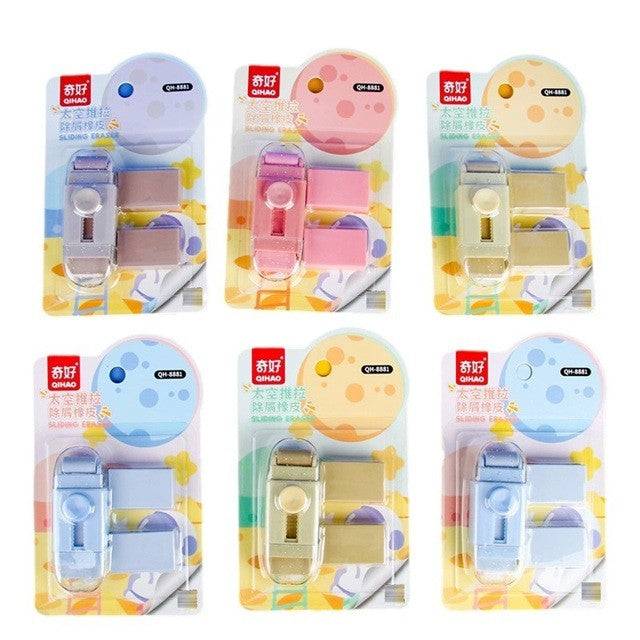 Radiera, Vivimall, cu 2 Rezerve, Reglare Pull-Push, din Cauciuc, Kaki - vivimall.ro