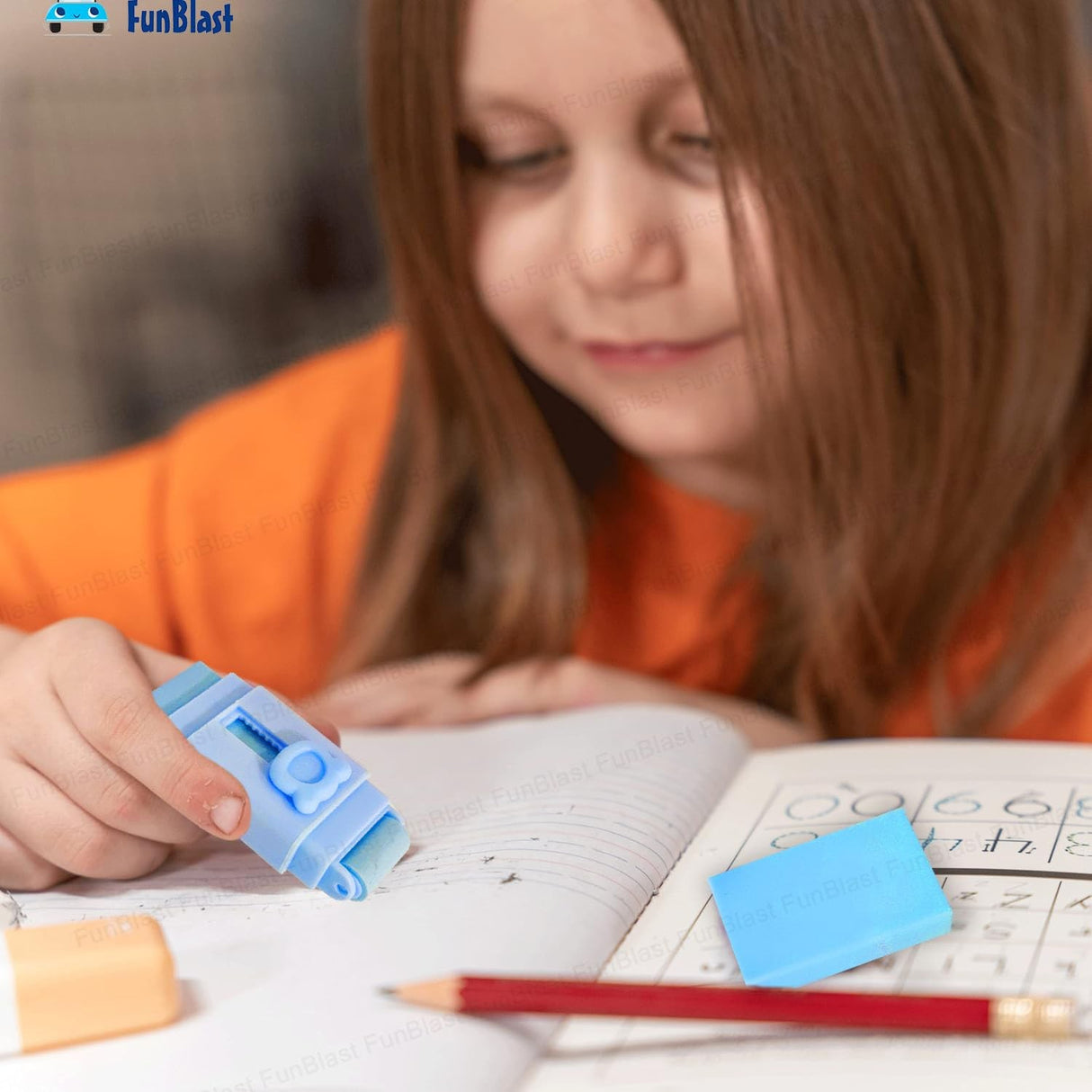 Radiera Retractabila, Flippy, Model Ursulet, Reglare Push-Pull, Radiera de tip Push, Doua Radiere de Rezerva in set din Cauciuc, Albastru deschis - vivimall.ro