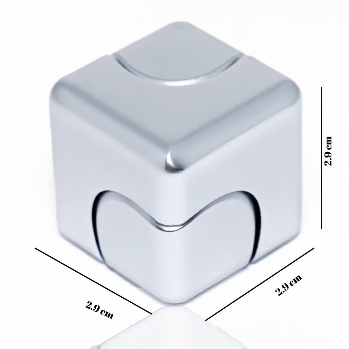 Jucarie Antistres Fidget Spinner, Flippy, Tip Cub, Metalic 2-in-1, Transformabil, Rulment Premium, Silentios, Inox, Gadget pentru Birou, 2.9 x 2.9 cm, Gri deschis - vivimall.ro