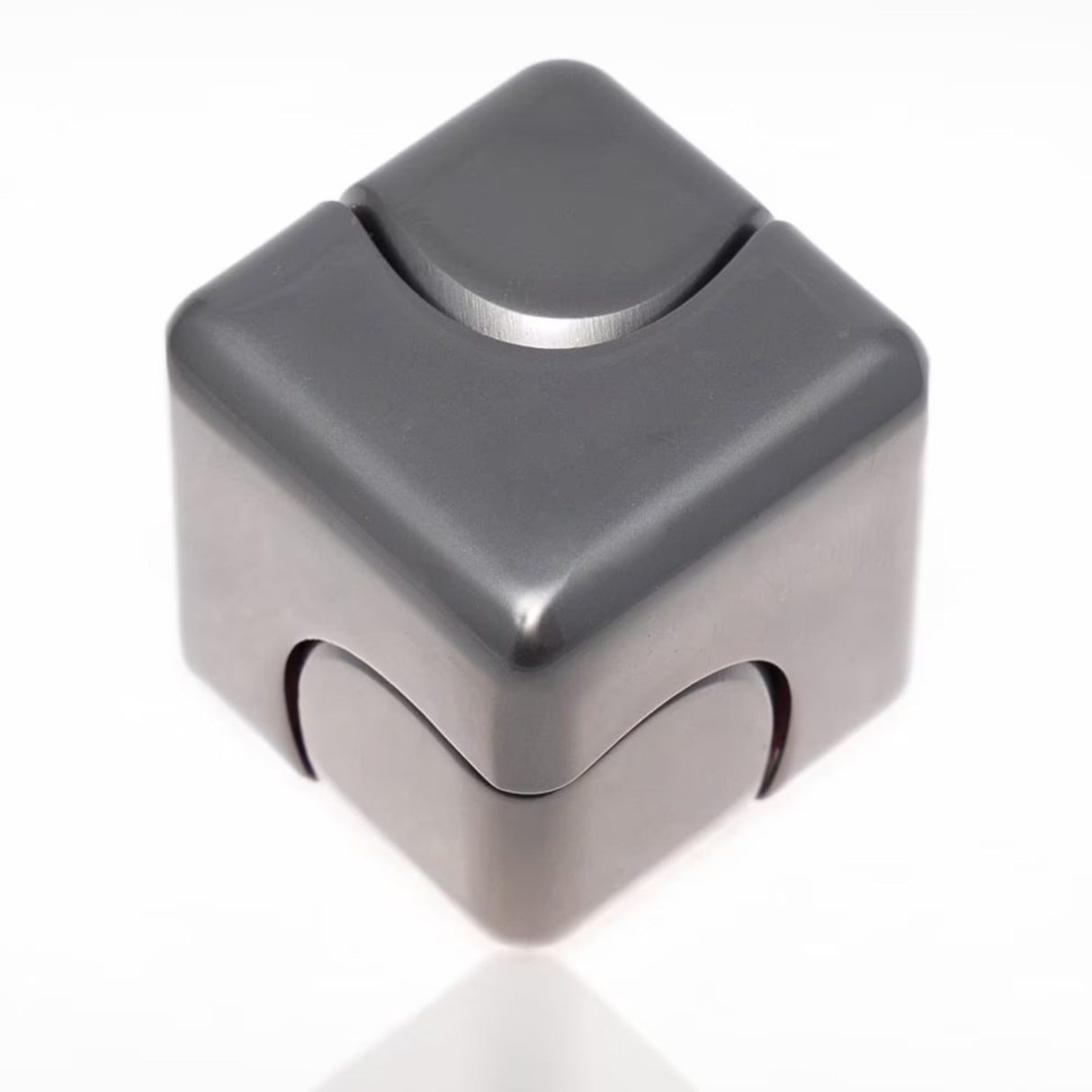 Jucarie Antistres Fidget Spinner, Flippy, Tip Cub, Metalic 2-in-1, Silentios, Transformabil, Rulment Premium, Inox, Gadget pentru Birou, 2.9 x 2.9 cm, Gri inchis - vivimall.ro