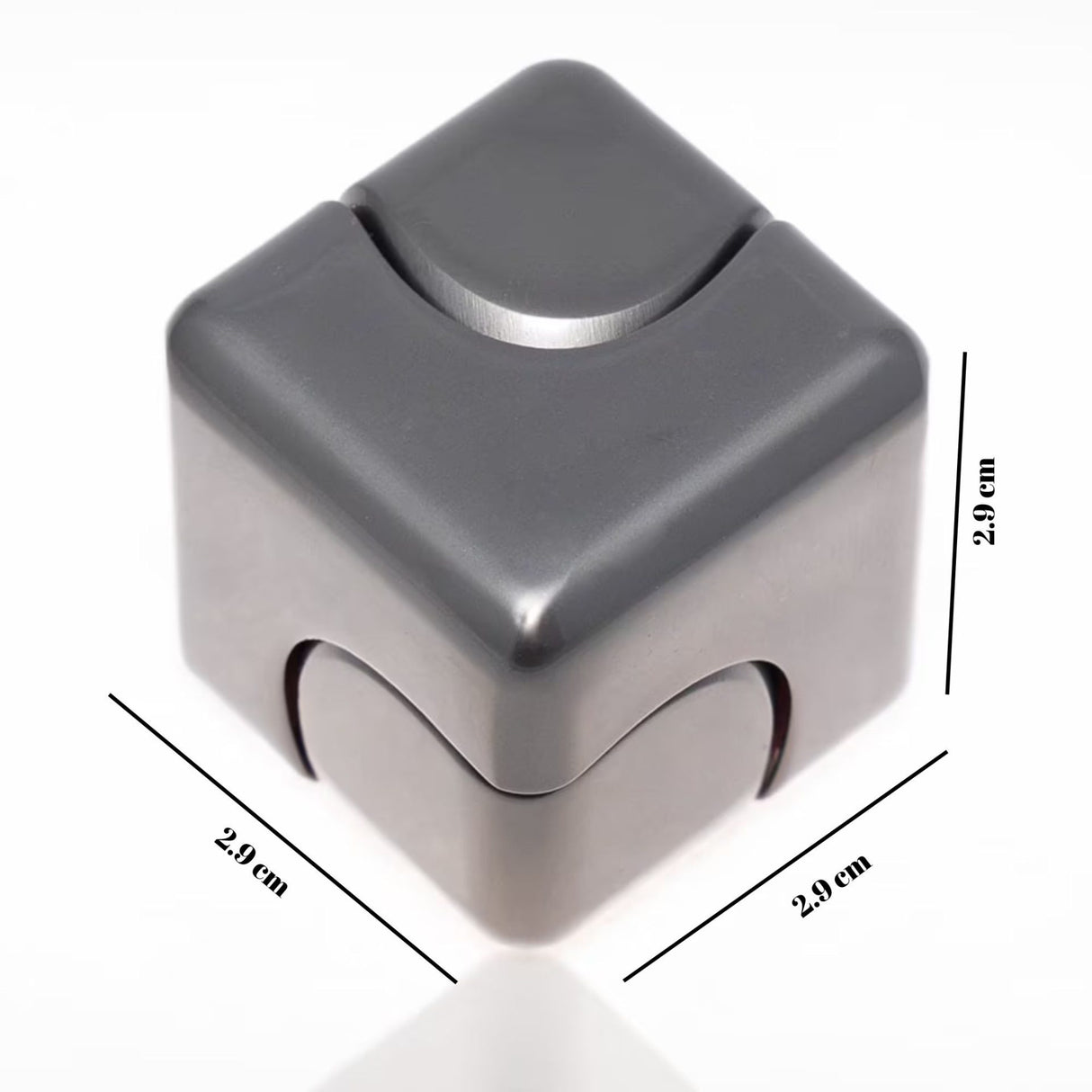 Jucarie Antistres Fidget Spinner, Flippy, Tip Cub, Metalic 2-in-1, Silentios, Transformabil, Rulment Premium, Inox, Gadget pentru Birou, 2.9 x 2.9 cm, Gri inchis - vivimall.ro