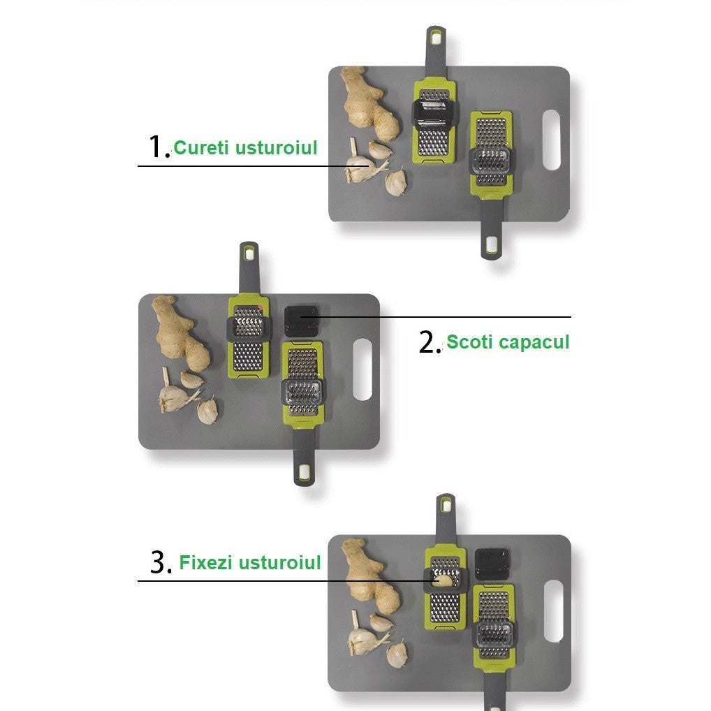 Razatoare Multifunctionala, Vivimall, pentru Ustuoi, Branza, Cascaval, 20.3 x 5.8 x 3.3 cm, Verde/Gri - vivimall.ro
