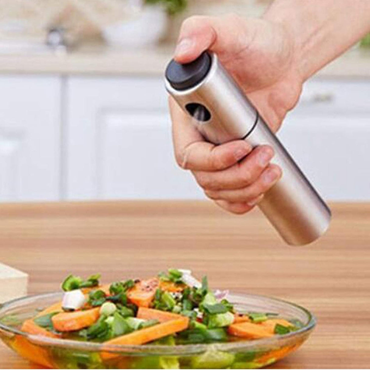 Pulverizator ulei Vivimall, spray, material otel inoxidabil, manual, 100 ml, 17.7 x 4 cm, argintiu - vivimall.ro