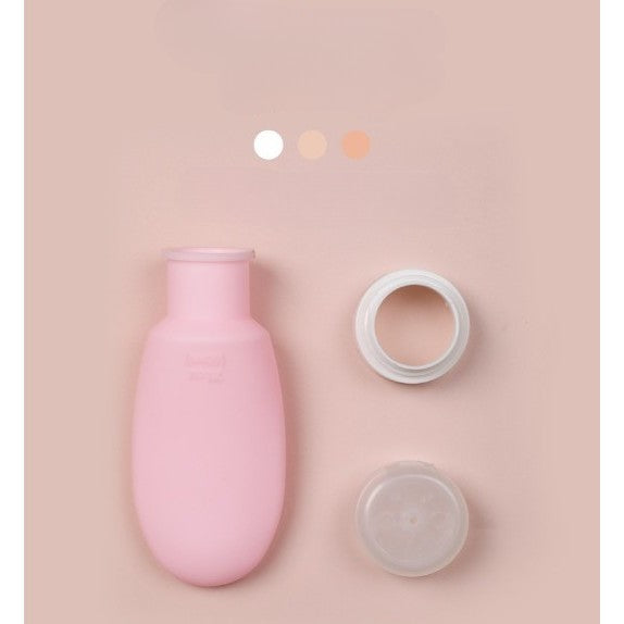 Recipient Portabil din Silicon Elegant de Voiaj, Sticla de Calatorie, Vivimall, Potrivita pentru Lotiune, Sampon si Alte Lichide, Anti-scurgere, cu Posibilitate de Reumplere, Capacitate 90mL, 14cm, Roz - vivimall.ro